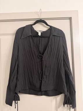 Super Soft Crinkled H&M Tie Blouse